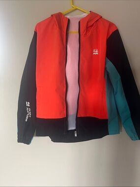 Women’s Colorblock Hooded Rain Jacket - Red & Teal